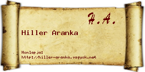 Hiller Aranka névjegykártya